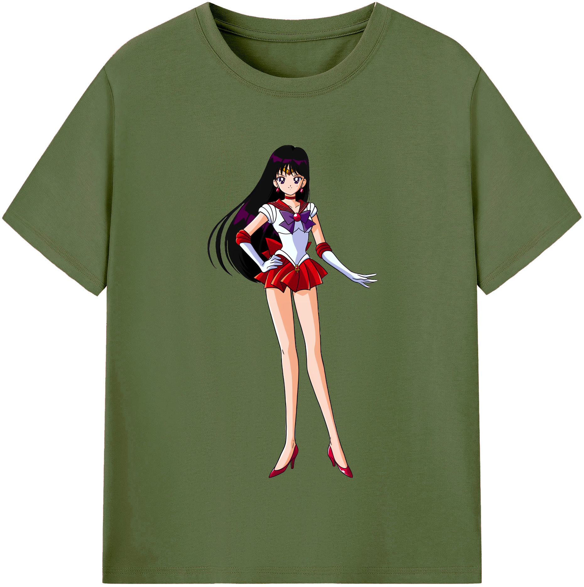 （画像用） 美少女戦士セーラームーン 火野レイ ひの レイ Sailor Moon Hino Rei （セーラーマーズ,Sailor Mars） 綿100％半袖Tシャツ（フロントプリント）